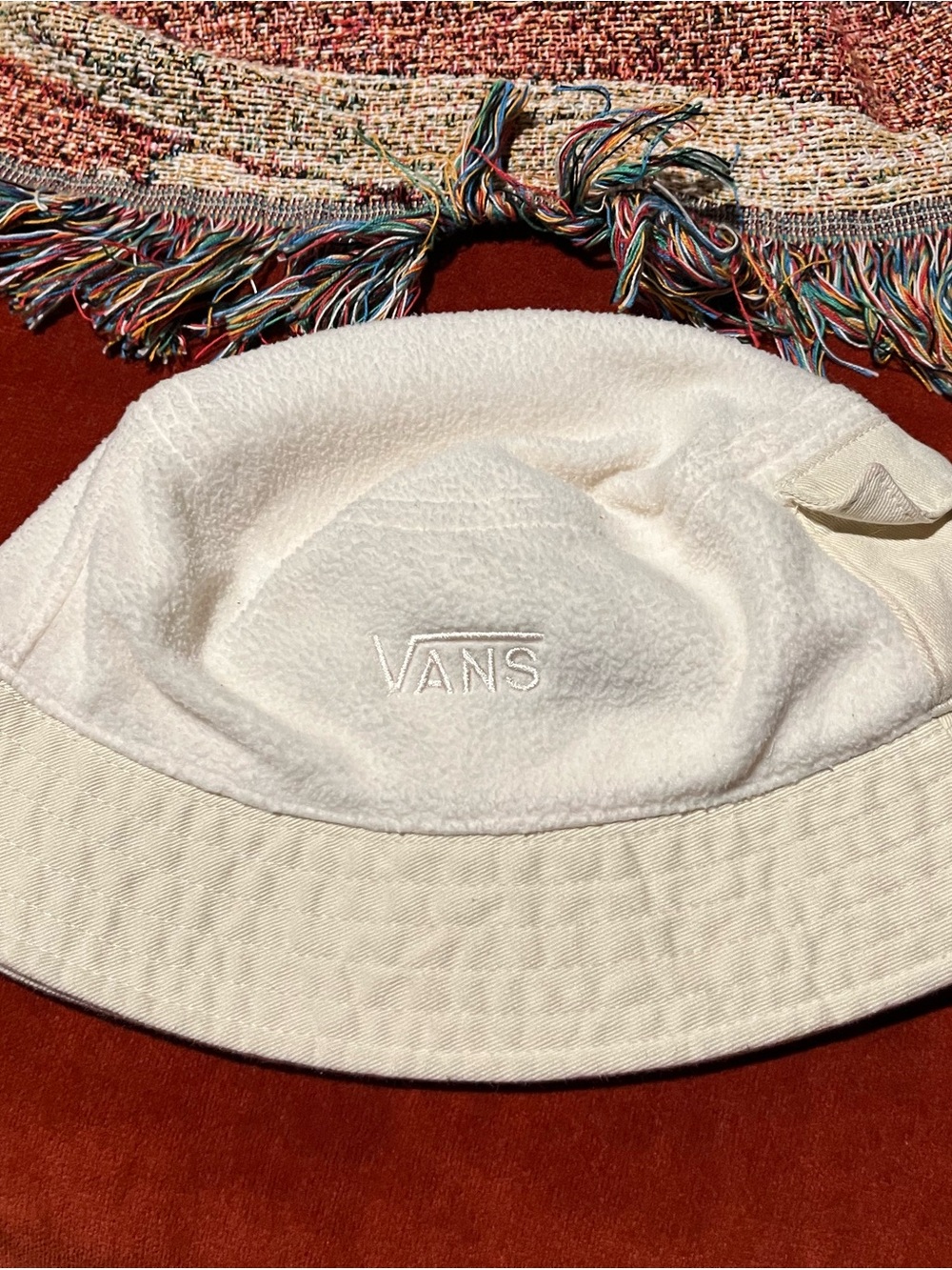 Vans Cream Women's Bucket Hat with Embroidered Logo